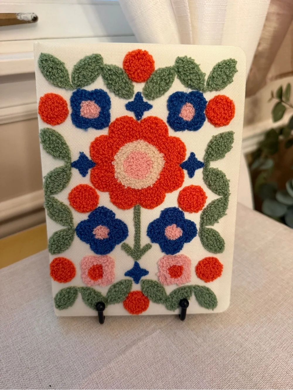 Punch Needle Floral Journal Notebook Folk Art Embroidered Cover Lined Page NWT